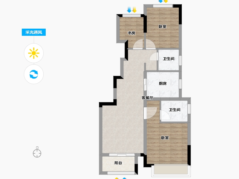 浙江省-绍兴市-中梁隐山府-71.00-户型库-采光通风