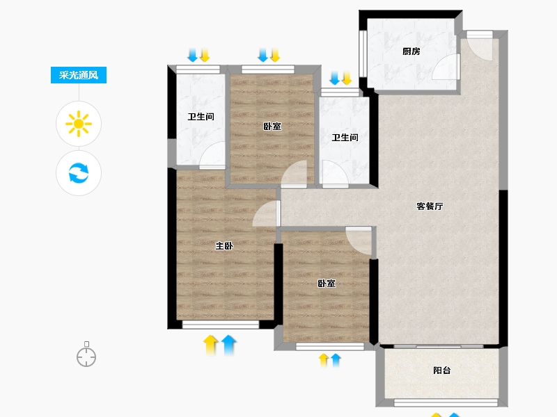 福建省-泉州市-阳光城愉景湾-83.08-户型库-采光通风