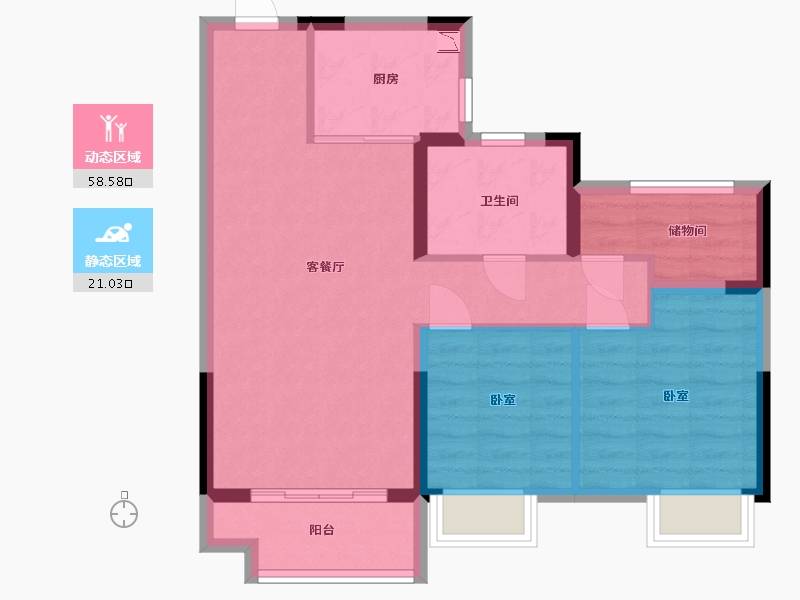 浙江省-湖州市-碧桂园江山赋-71.00-户型库-动静分区