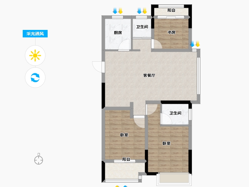 浙江省-嘉兴市-鸿翔悦澜湾-84.19-户型库-采光通风