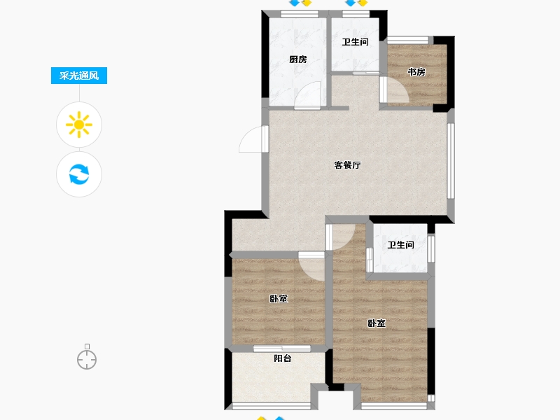 浙江省-嘉兴市-鸿翔悦澜湾-70.00-户型库-采光通风