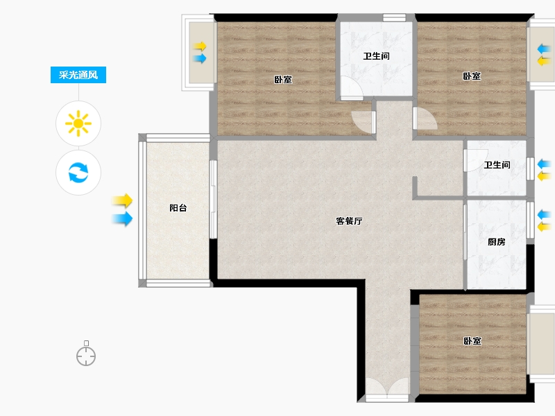 福建省-泉州市-雅致新天地-93.80-户型库-采光通风