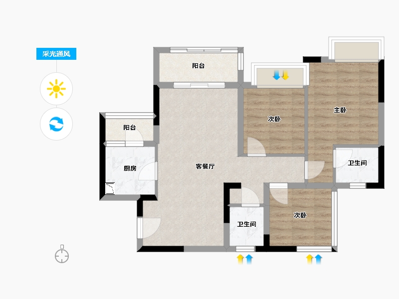 四川省-内江市-内江和喜紫宸大院-71.18-户型库-采光通风