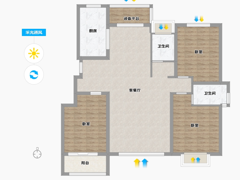 山东省-东营市-平安文庭雅苑-116.00-户型库-采光通风