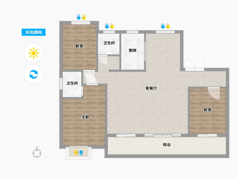 山东省-淄博市-悦府-103.85-户型库-采光通风