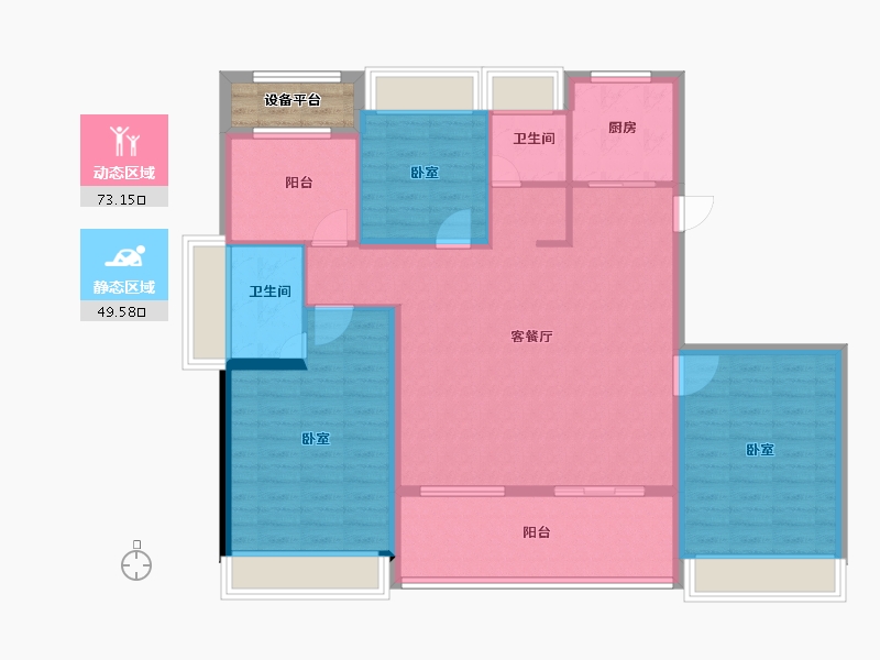 安徽省-合肥市-文一豪门金地-113.83-户型库-动静分区