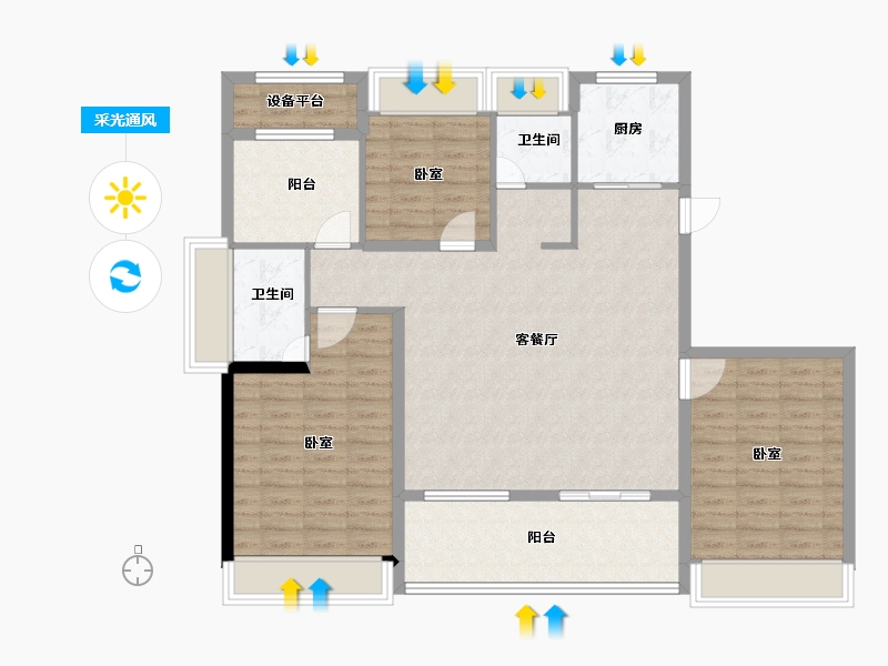 安徽省-合肥市-文一豪门金地-113.83-户型库-采光通风