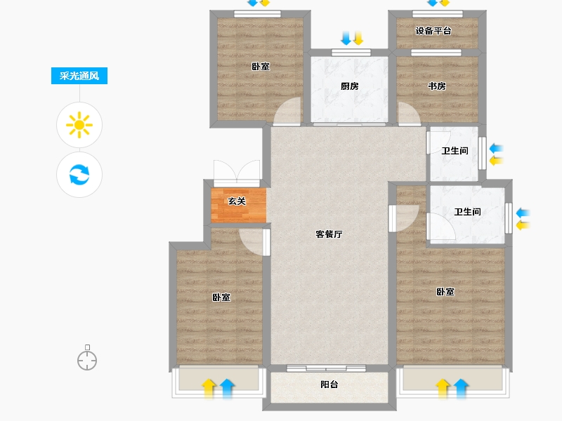 浙江省-湖州市-骏宏龙湾府-100.00-户型库-采光通风