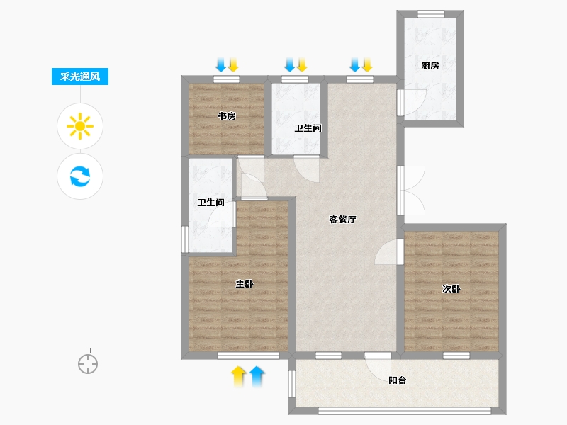 山东省-青岛市-弗莱德建公元-98.21-户型库-采光通风