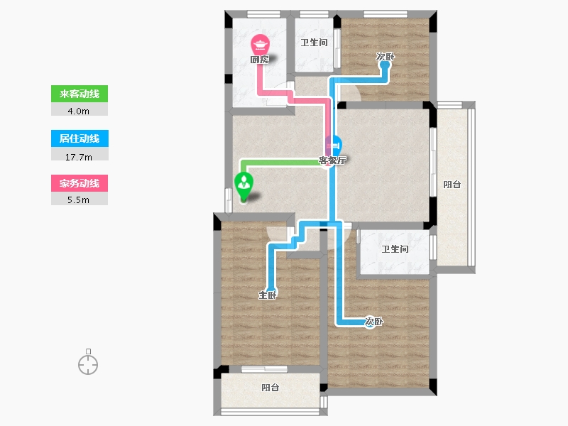 安徽省-宣城市-绿锦国际花苑-84.00-户型库-动静线