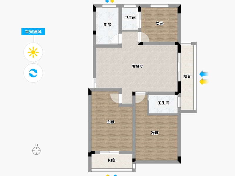 安徽省-宣城市-绿锦国际花苑-84.00-户型库-采光通风