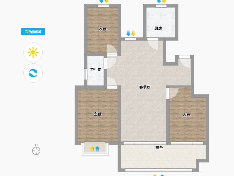 山东省-青岛市-润锦中央美地-90.00-户型库-采光通风