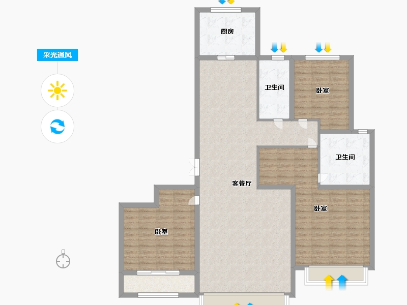 山东省-东营市-融创滨江壹号-132.00-户型库-采光通风