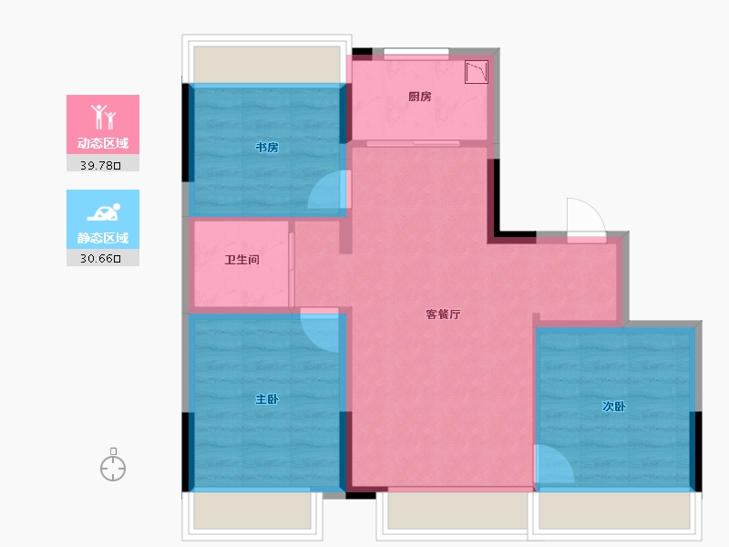 吉林省-长春市-碧桂园·时代之光-62.77-户型库-动静分区