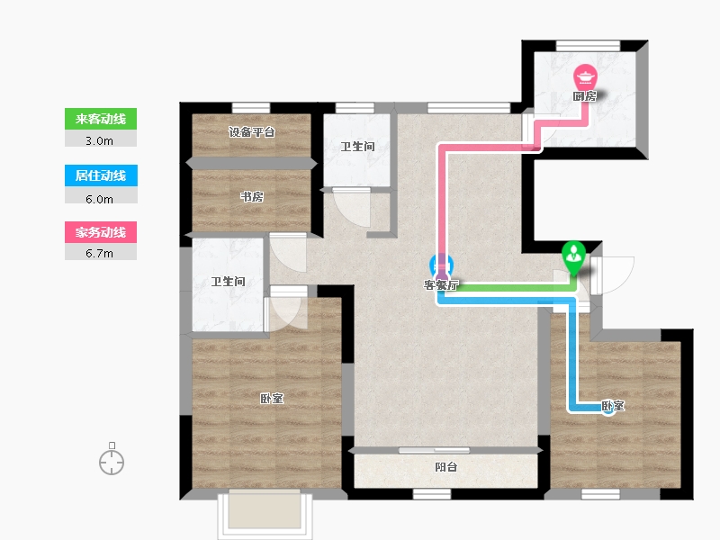 宁夏回族自治区-银川市-巨力·公园悦府-67.33-户型库-动静线