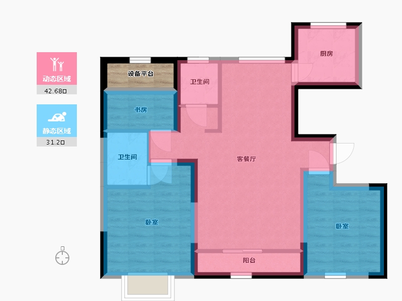 宁夏回族自治区-银川市-巨力·公园悦府-67.33-户型库-动静分区