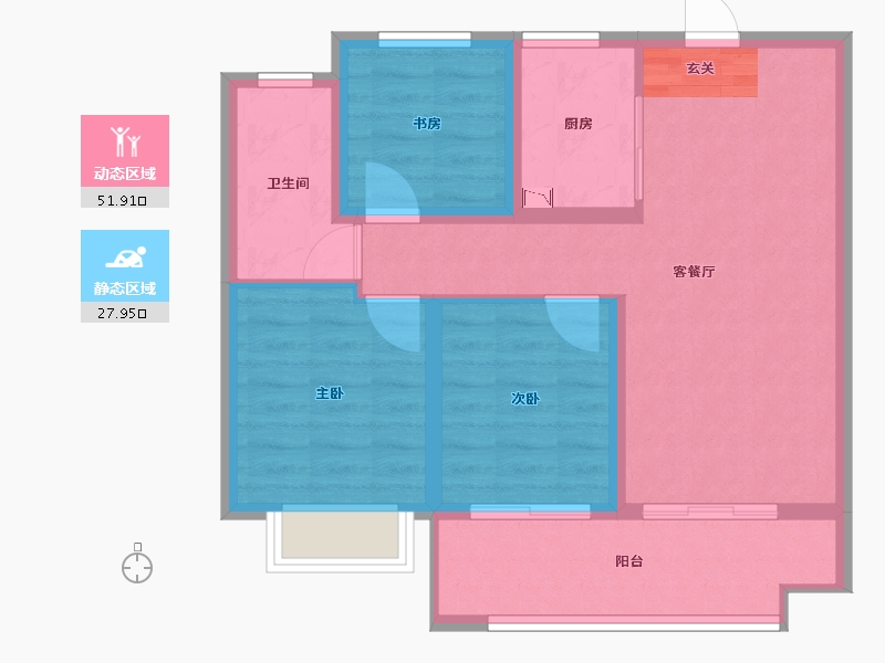 安徽省-阜阳市-奥山·铂悦府-71.00-户型库-动静分区