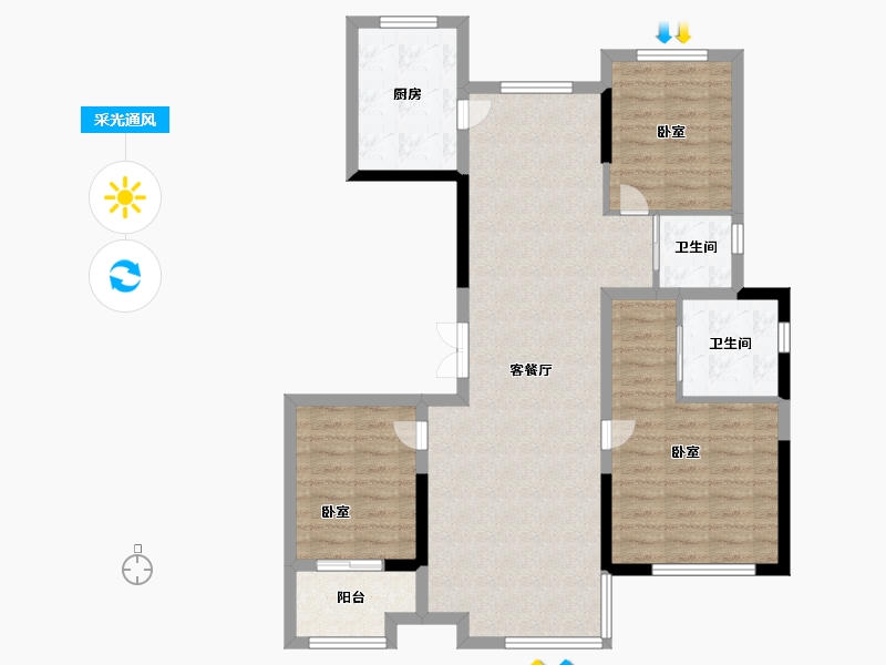 山东省-济南市-公园学府-93.99-户型库-采光通风