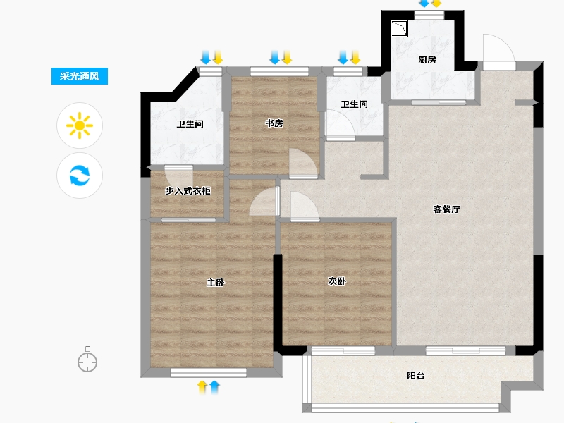 福建省-福州市-阳光城花满墅-82.00-户型库-采光通风