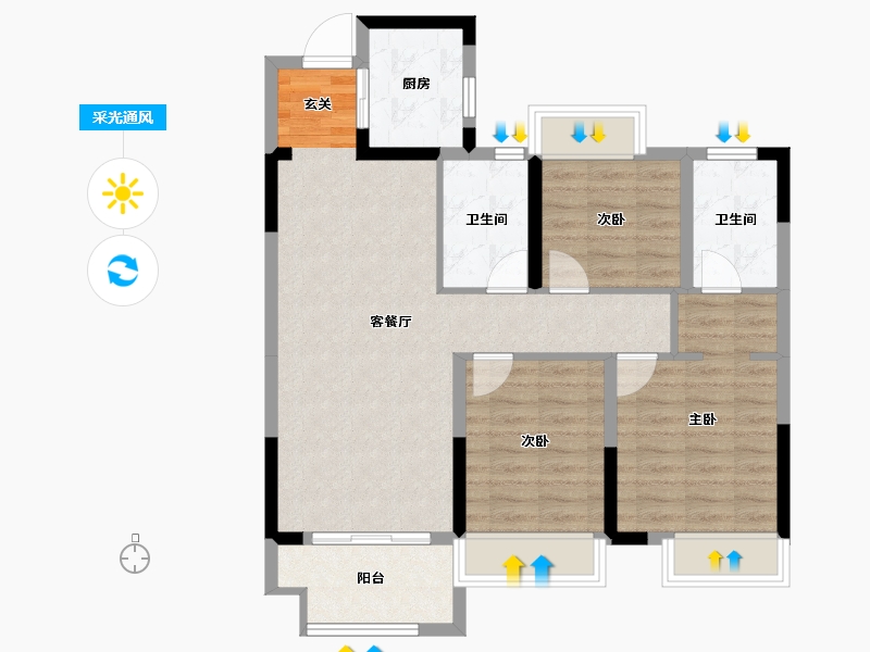 安徽省-阜阳市-润源·阳光城-81.53-户型库-采光通风