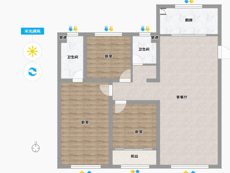 山东省-青岛市-中杰时代公馆-99.96-户型库-采光通风