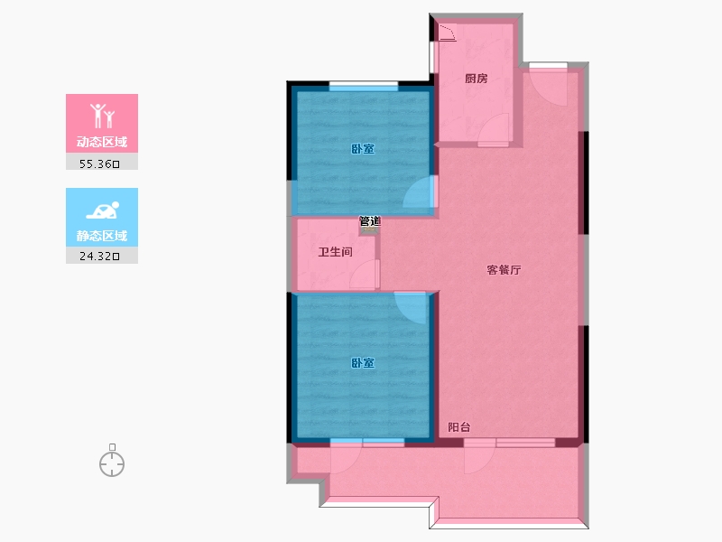 山东省-青岛市-融创青岛东方影都-71.00-户型库-动静分区