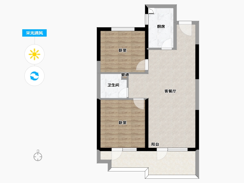 山东省-青岛市-融创青岛东方影都-71.00-户型库-采光通风