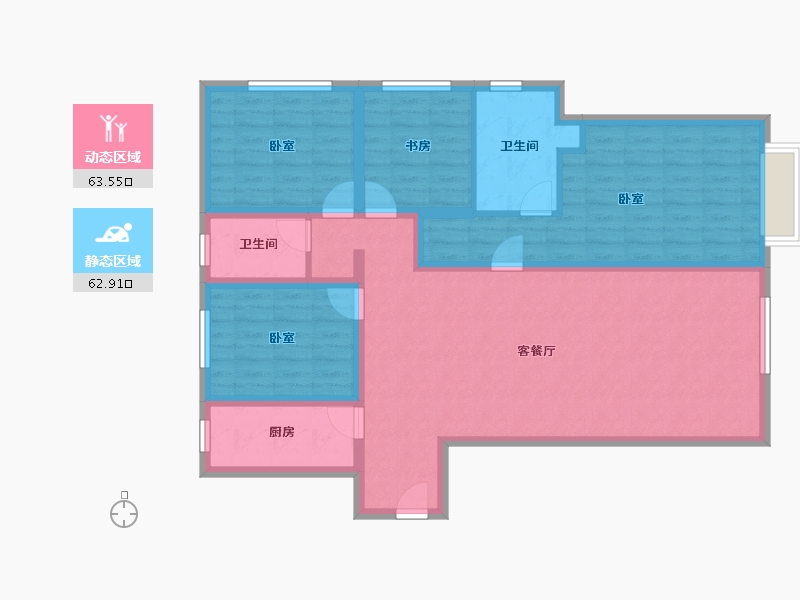 新疆维吾尔自治区-乌鲁木齐市-中海天悦府-113.16-户型库-动静分区