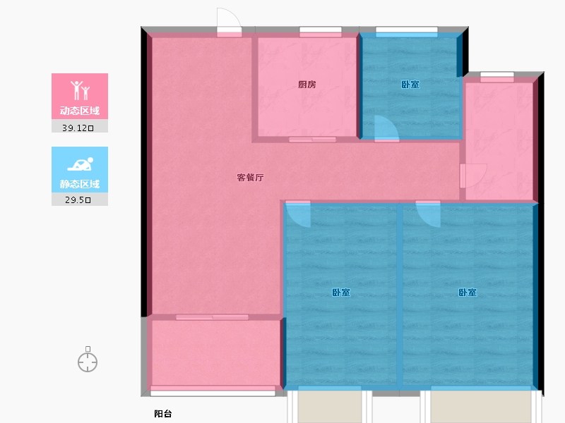 浙江省-温州市-万城杭安府-61.99-户型库-动静分区