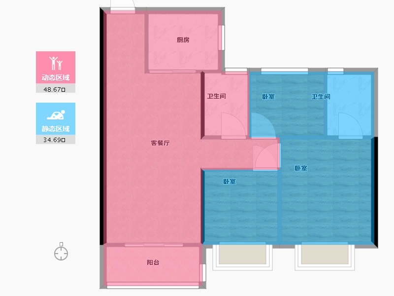 浙江省-温州市-碧桂园文澜豪庭-76.00-户型库-动静分区