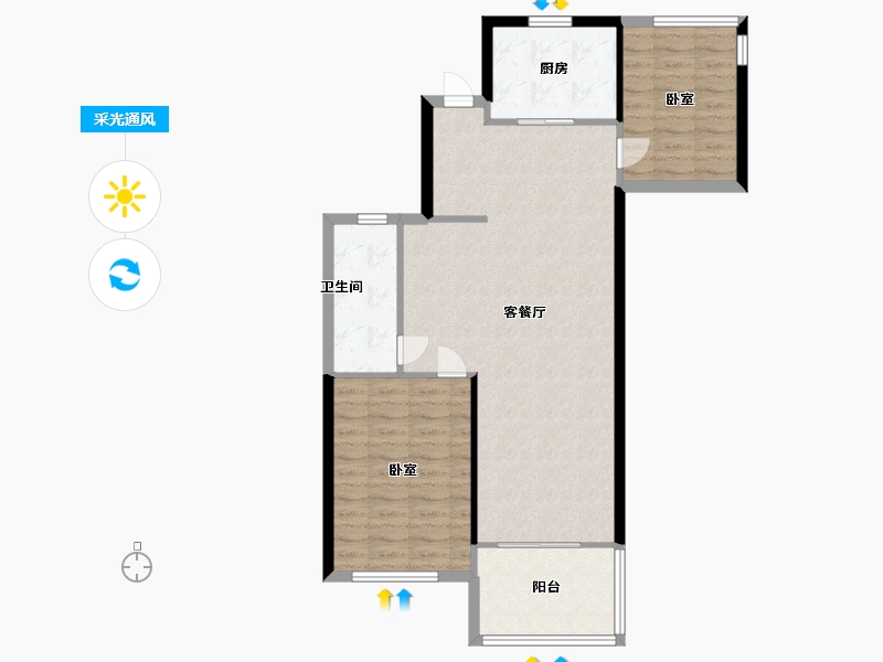 浙江省-温州市-中央悦府-84.00-户型库-采光通风