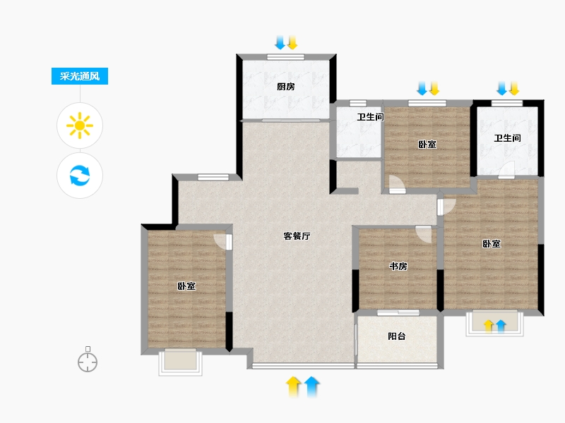 山东省-济南市-公园学府-134.99-户型库-采光通风