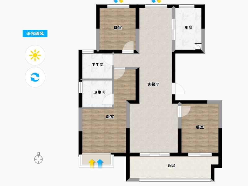 浙江省-宁波市-中昂·耀江华府-93.00-户型库-采光通风