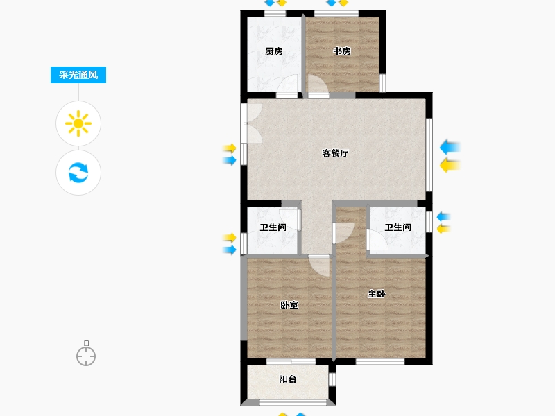 浙江省-宁波市-耀辰公馆-81.01-户型库-采光通风