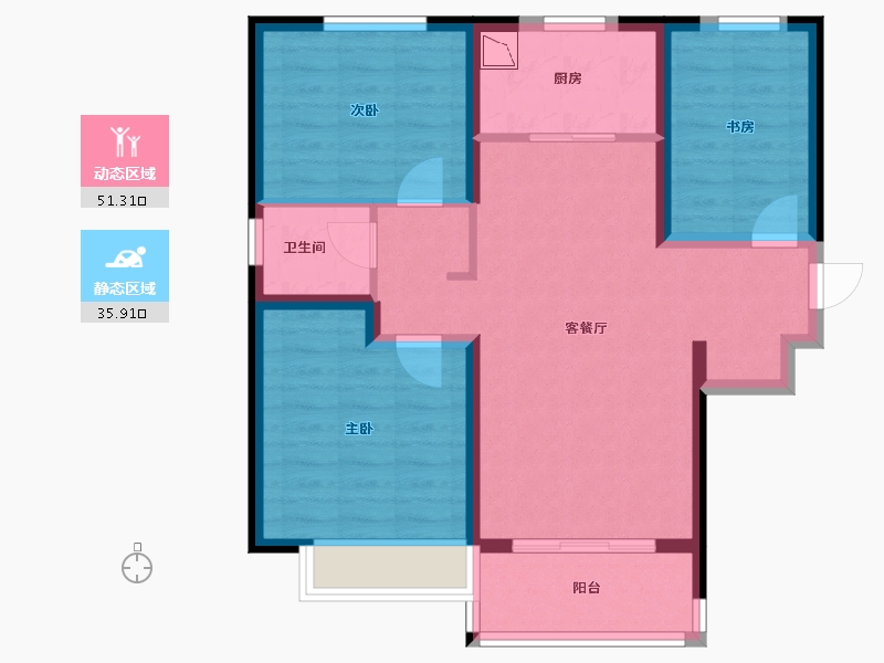 甘肃省-兰州市-碧桂园城市花园-77.30-户型库-动静分区