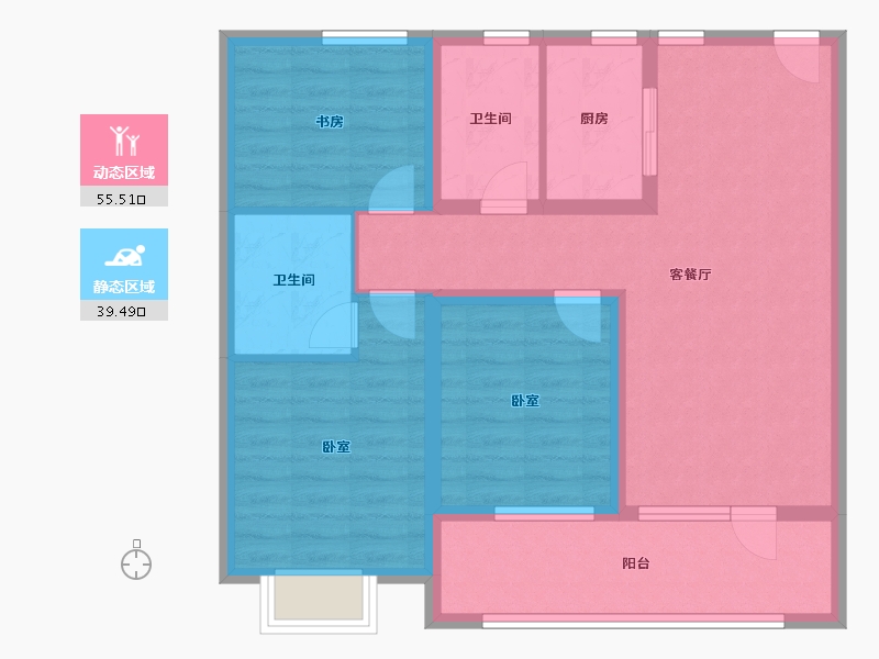 山东省-青岛市-海信城-84.00-户型库-动静分区