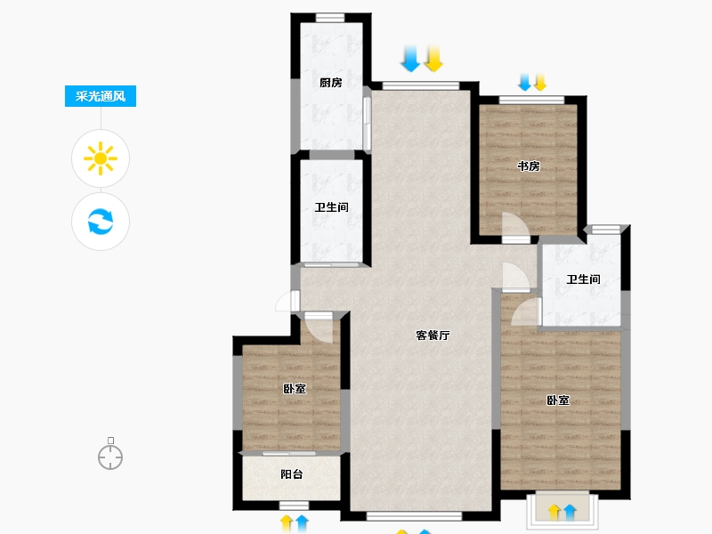 宁夏回族自治区-银川市-巨力·公园悦府-101.15-户型库-采光通风