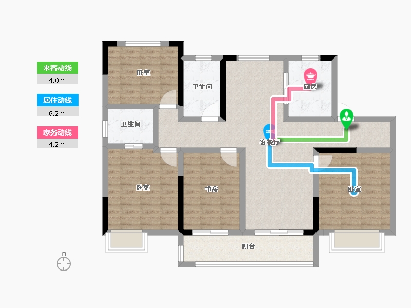 浙江省-嘉兴市-水岸名邸-103.76-户型库-动静线