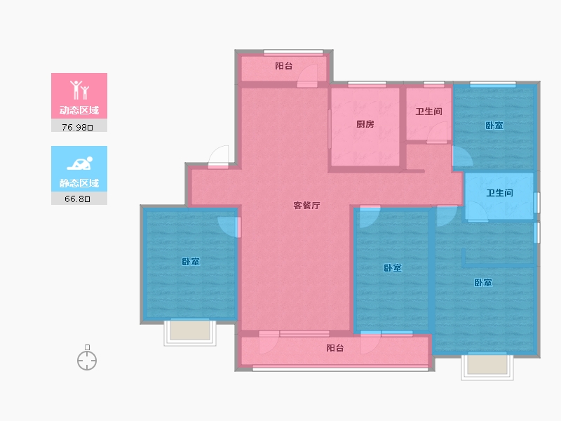 山东省-青岛市-崂山壹號院-128.14-户型库-动静分区