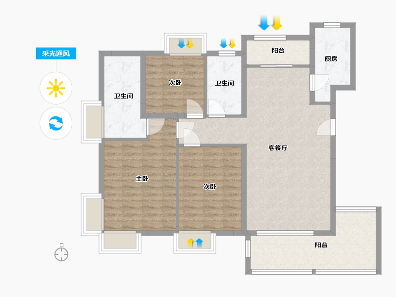 江西省-南昌市-海玥名邸-102.99-户型库-采光通风