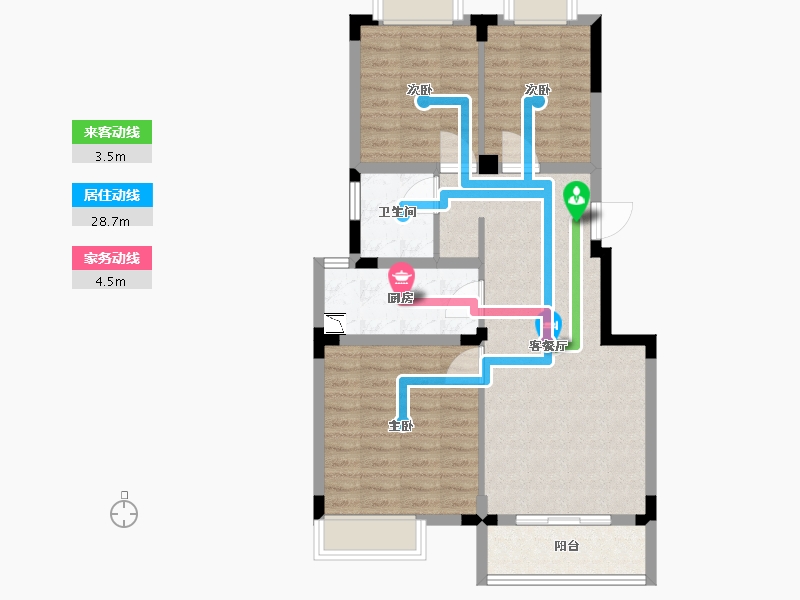 江苏省-泰州市-天逸华府-77.80-户型库-动静线