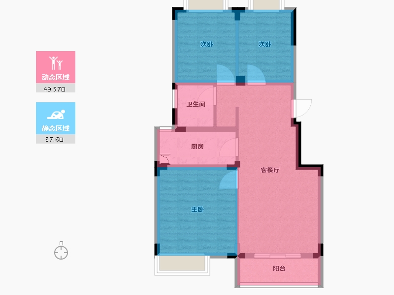 江苏省-泰州市-天逸华府-77.80-户型库-动静分区