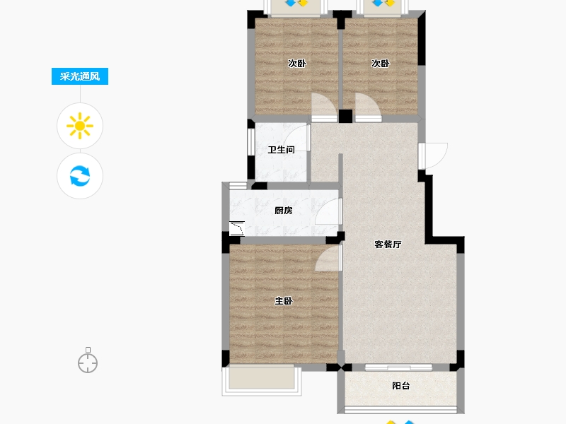 江苏省-泰州市-天逸华府-77.80-户型库-采光通风