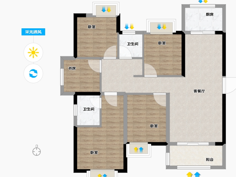 福建省-泉州市-南益阳江春晓-100.00-户型库-采光通风