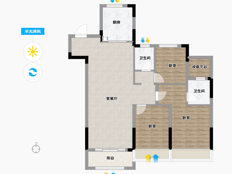 浙江省-湖州市-融创·江南桃源-94.02-户型库-采光通风