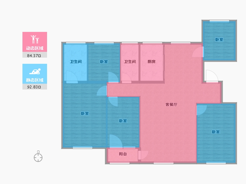 宁夏回族自治区-银川市-汇融静园-164.00-户型库-动静分区