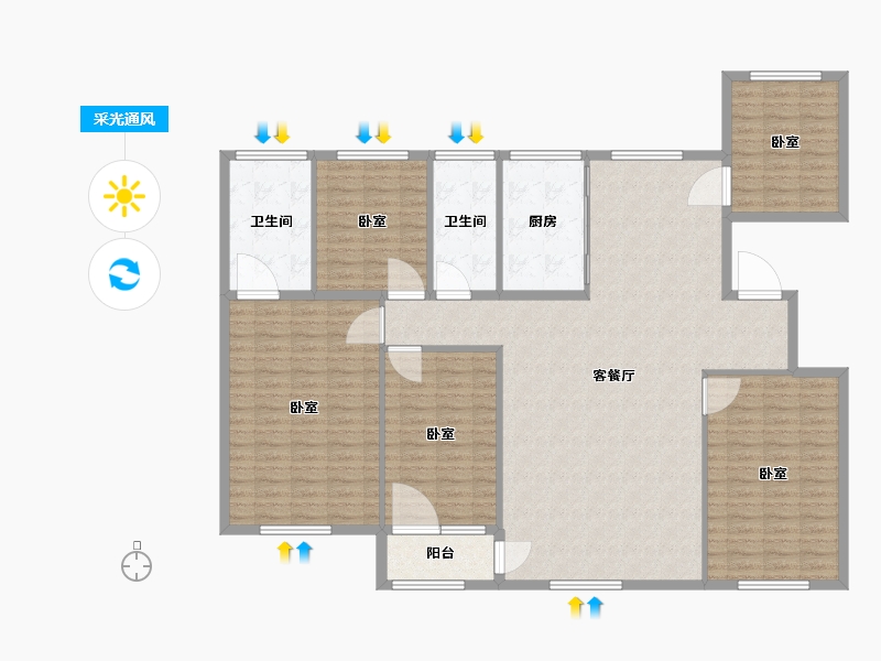 宁夏回族自治区-银川市-汇融静园-164.00-户型库-采光通风