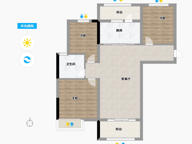 甘肃省-兰州市-碧桂园城市花园-80.00-户型库-采光通风