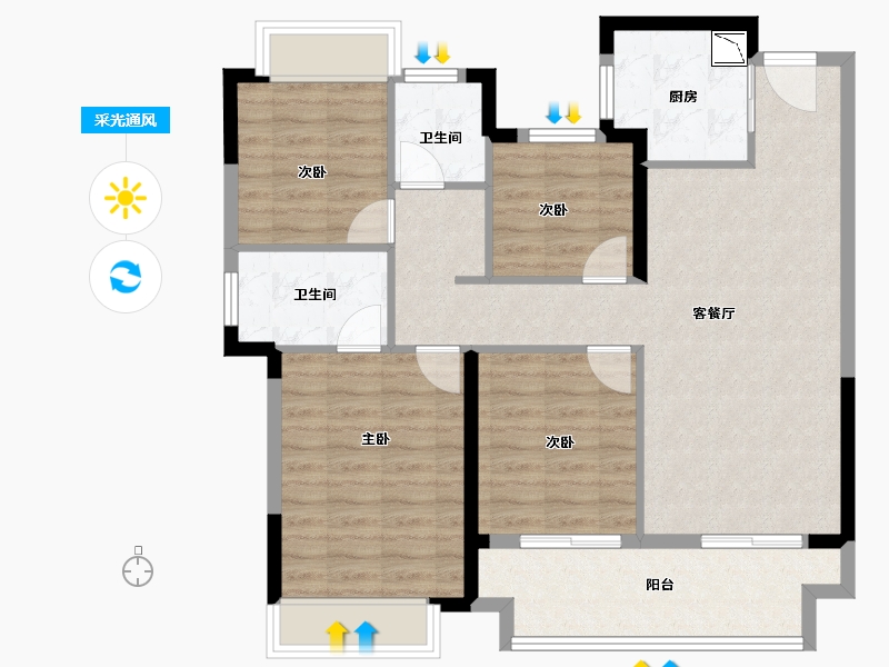 江苏省-南京市-汝悦铭著-94.60-户型库-采光通风