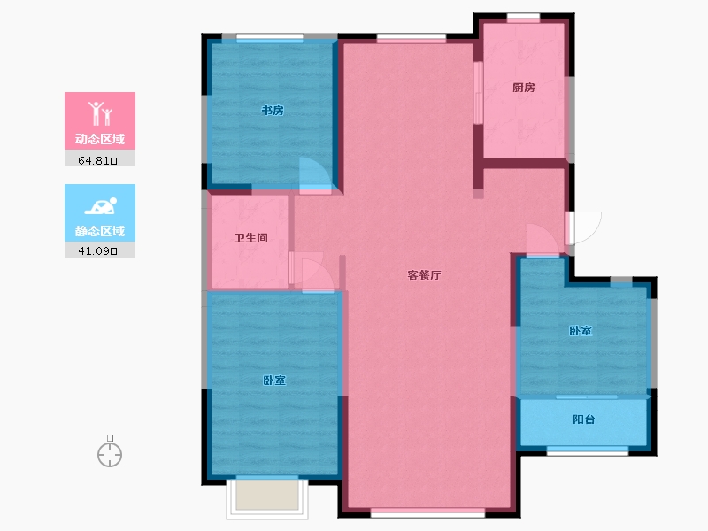 宁夏回族自治区-银川市-巨力·公园悦府-95.32-户型库-动静分区